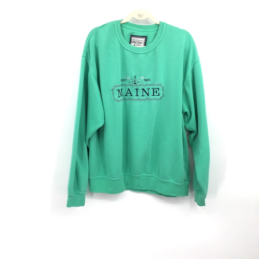 Pacific & Co. mint green Maine Crewneck Sweatshirt pullover cozy New England XL